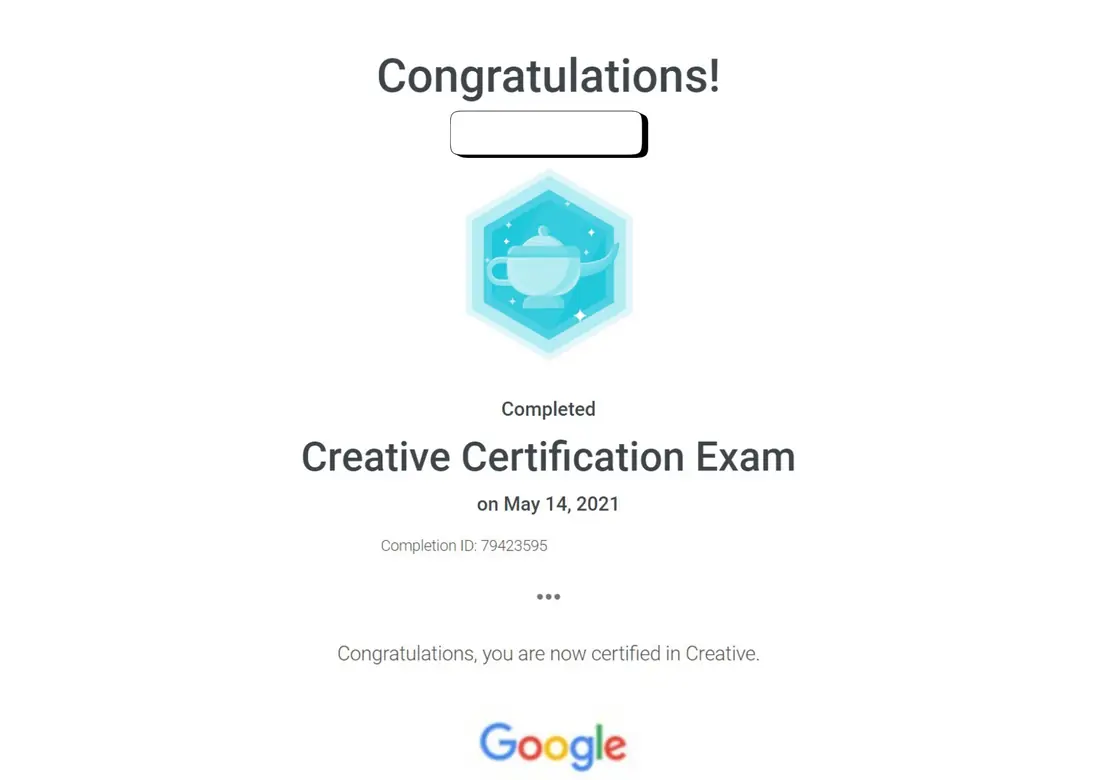 Creative Certification Exam certificate proof for KRONATRIX.AI author website strategy and digital visibility training